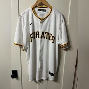 Nike White Pirates Jersey with Black & Gold Yellow MLB official jersey